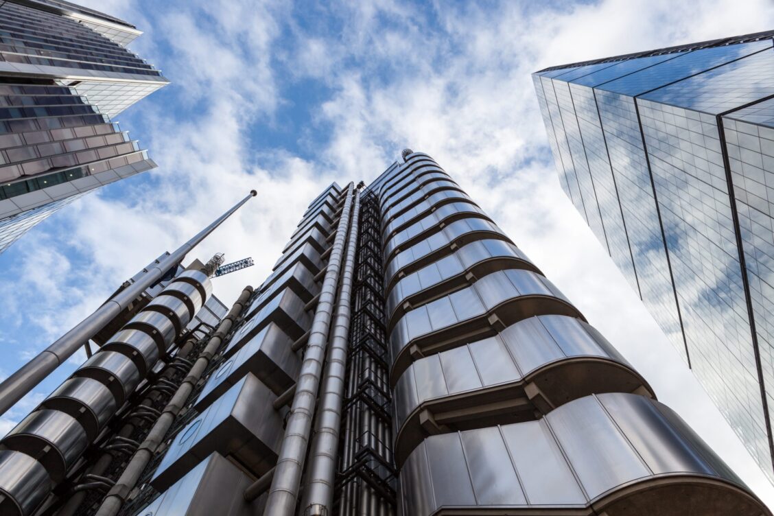 Trio of skyscrapers in the City of London.
