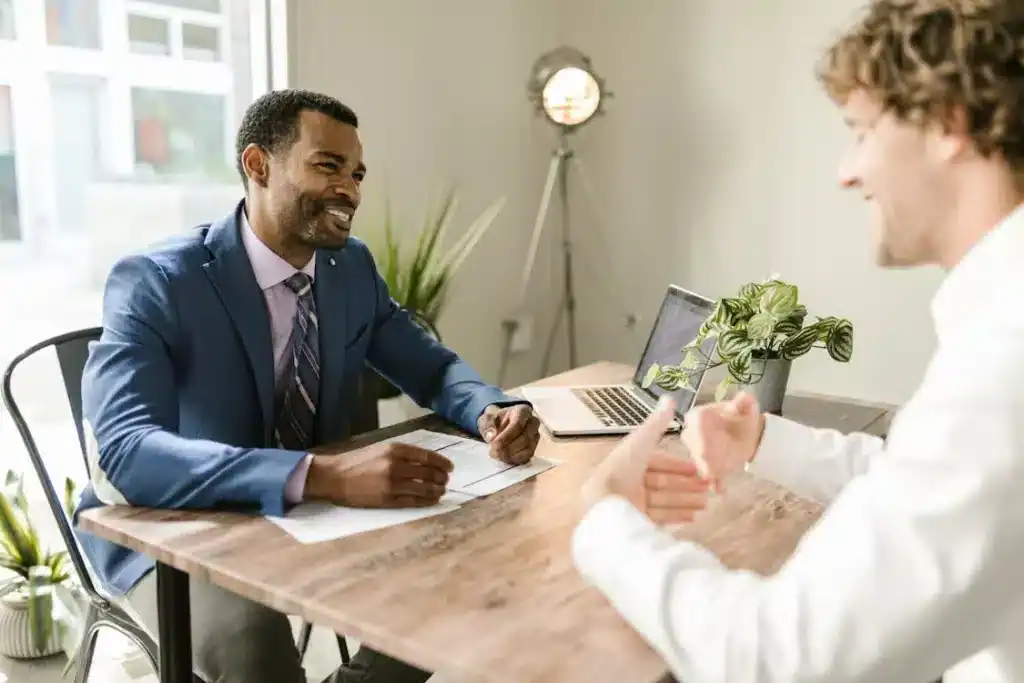 insurance discussion with client