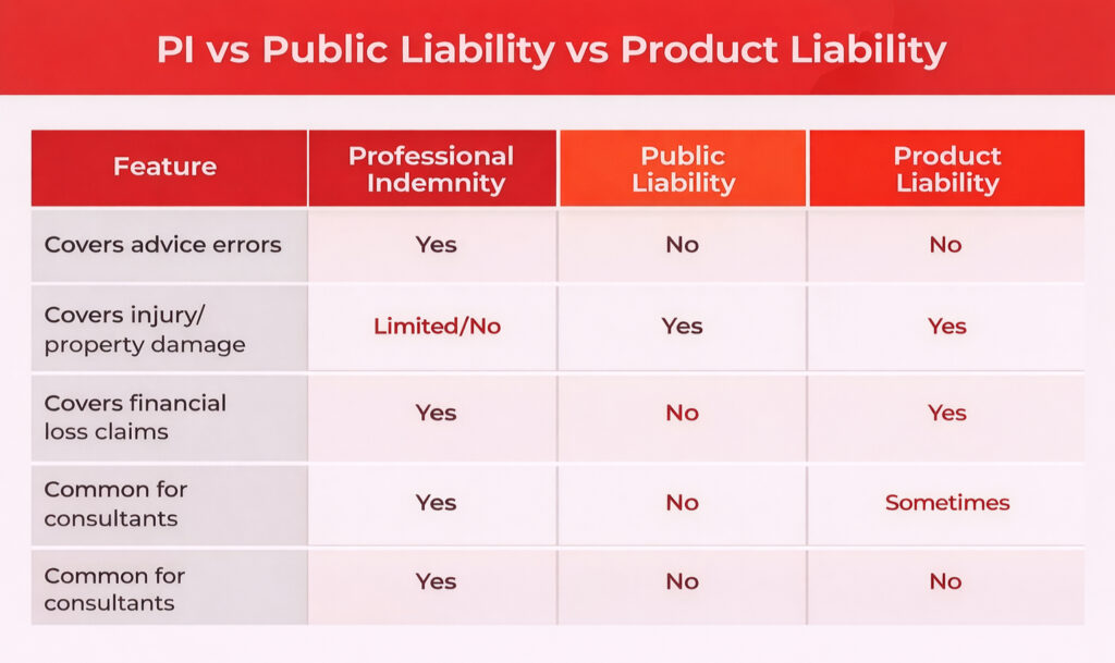 PI vs Public Liability vs Product Liability - VIM | Cover PI vs Public Liability vs Product Liability