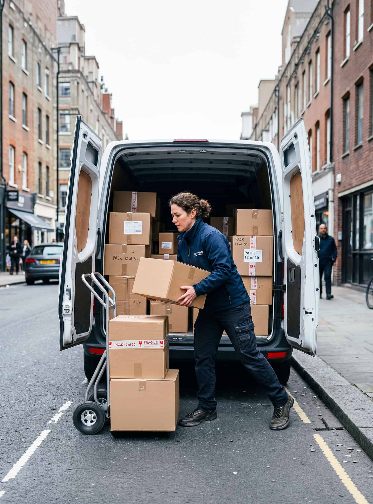 Person unloading van with public liability insurance